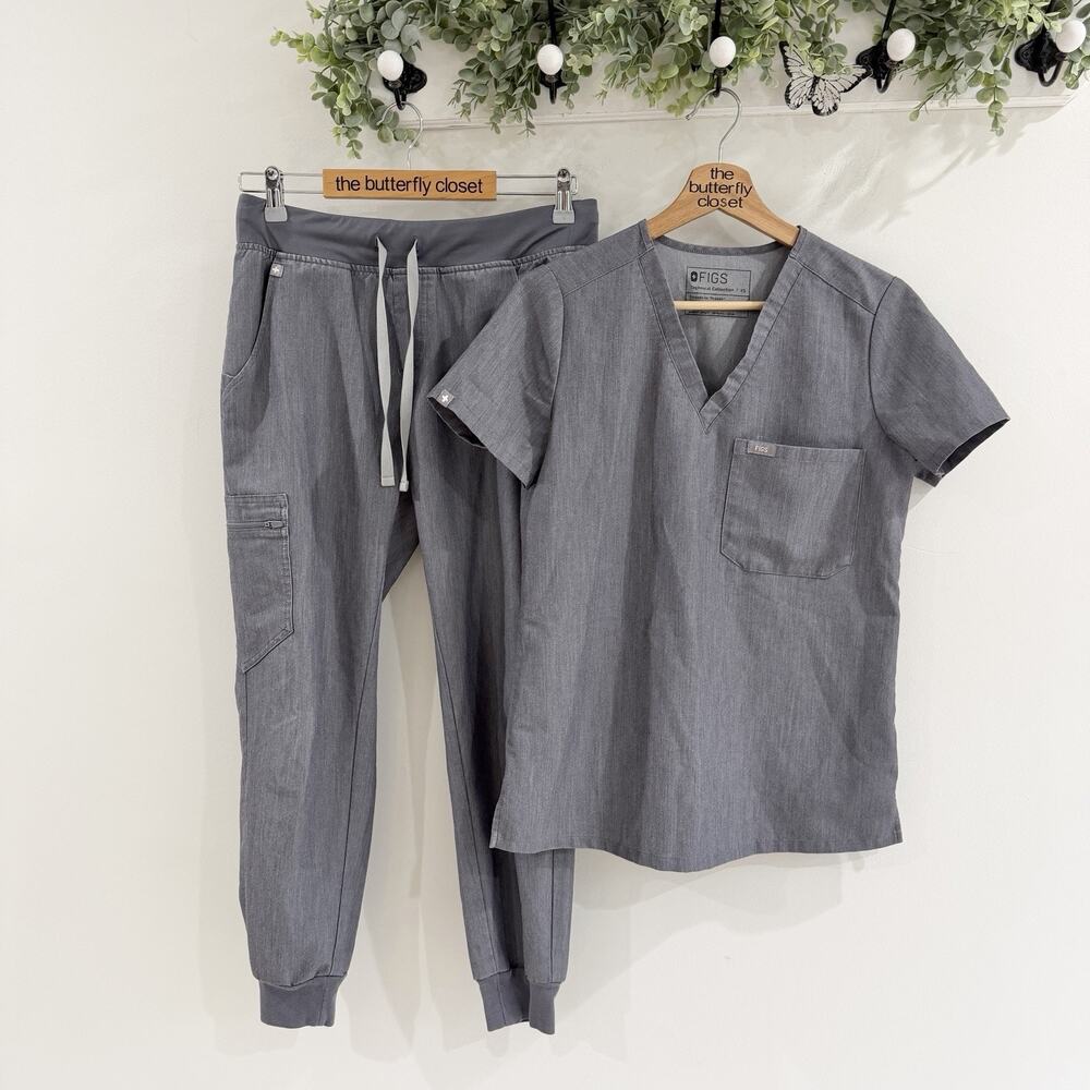 Figs Grey Jogger And Scrub Top Set XS/S nurse medical doctor ab5912